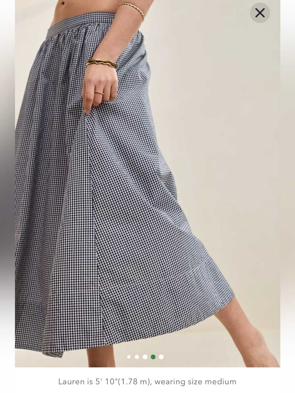 Aerie Cotton Gingham Midi Skirt NWT Sold Out (Medium) - Picture 6 of 10